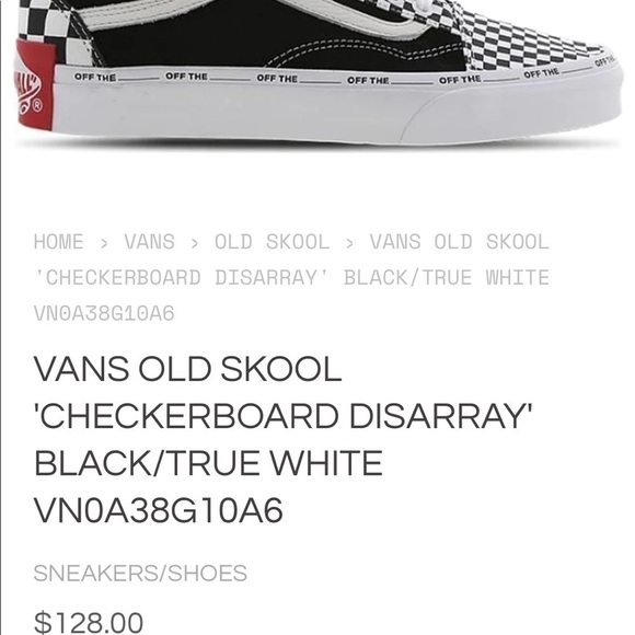 Vans Old Skool Black Suede & Checkerboard Disarray Sneakers with Red Laces - Picture 14 of 14
